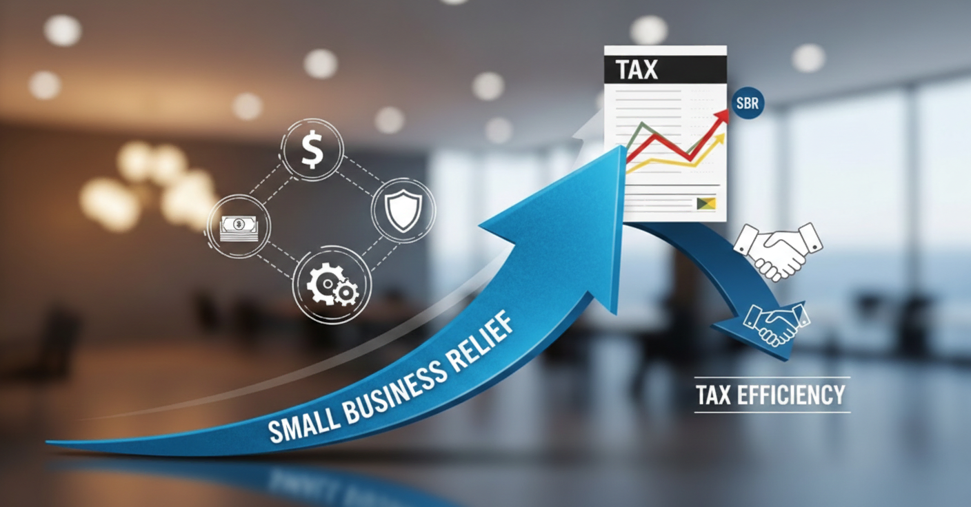 Small Business relief Arrow pointing towards the Tax Document 